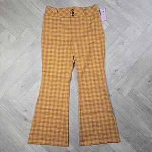 New! Wild Fable Size 12 Bell Bottom/Bootcut Gold/Yellow Plaid Flared Retro Pants